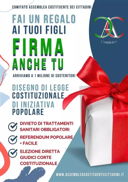 Raccolta firme per proposta di legge costituzionale di iniziativa popolare